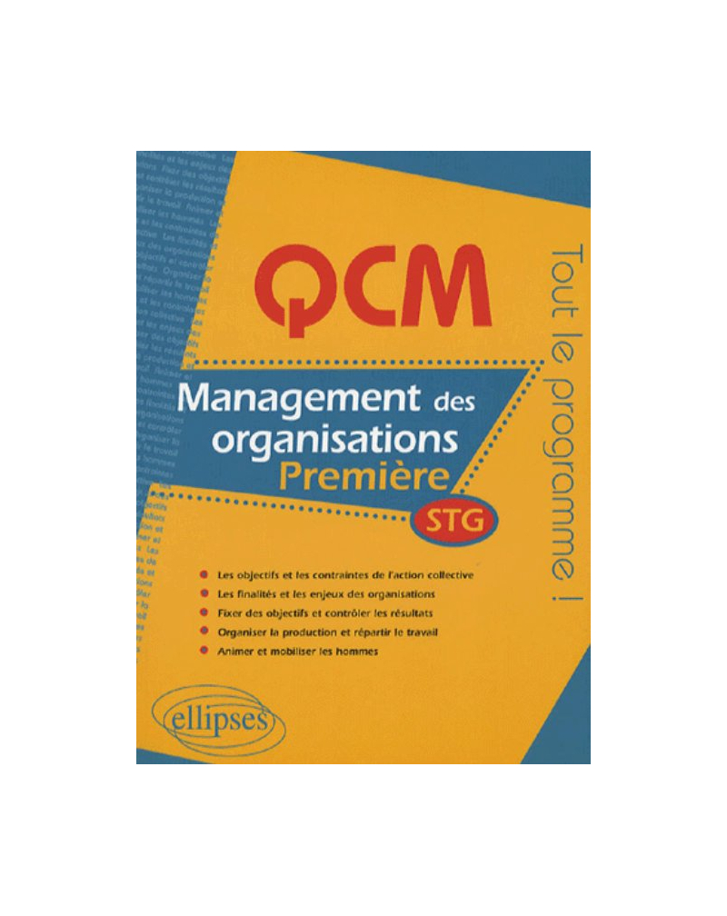 QCM management des organisations - Première STG