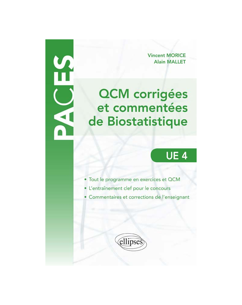 QCM commentées et corrigées de Biostatistique - UE4