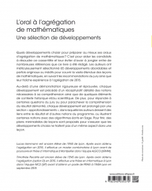 L'oral à l'agrégation de mathématiques - Une sélection de développements
